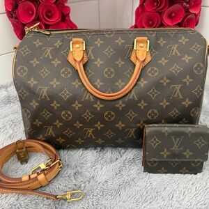 Bundle Deal Louis Vuitton Speedy 35 Bandouliere with Vintage Elise Wallet